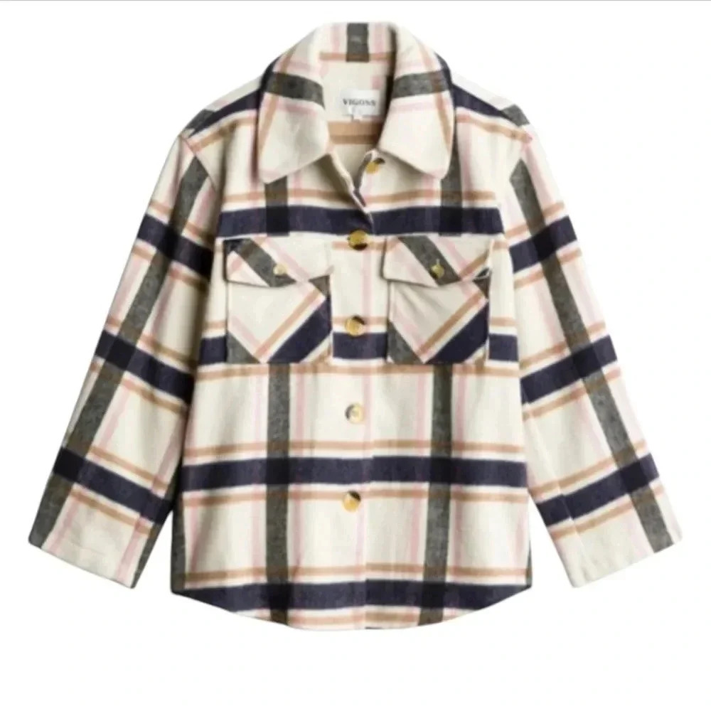 Vigoss Womens Oversized Wool Blend Soft Button Down Granola Girl Comfy Shacket M